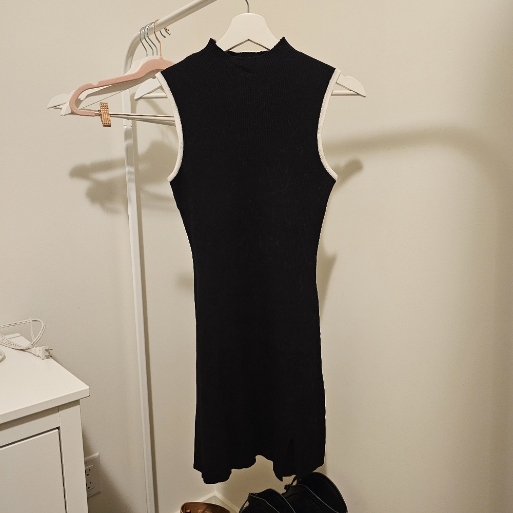 RIHOAS Black Bodycon Mini Dress Mock Neck Sleeveless